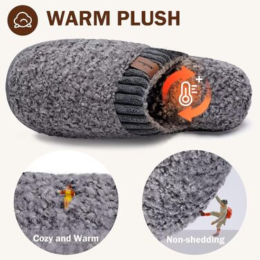 Тапочки халатні жіночі Mabove Hausschuhe з меморі-піною, теплі зимові для дому, сірі, 40/41 EU