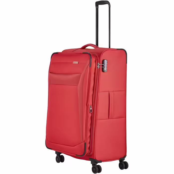 Travelite 4-Wheel Luggage Size L, Softshell, Chios Luggage Series with Expandable Folding and Edge Protection, Trolley with Timeless Design, 78 cm, 90-97 Liters (Trolley Size L (78 cm), Red)