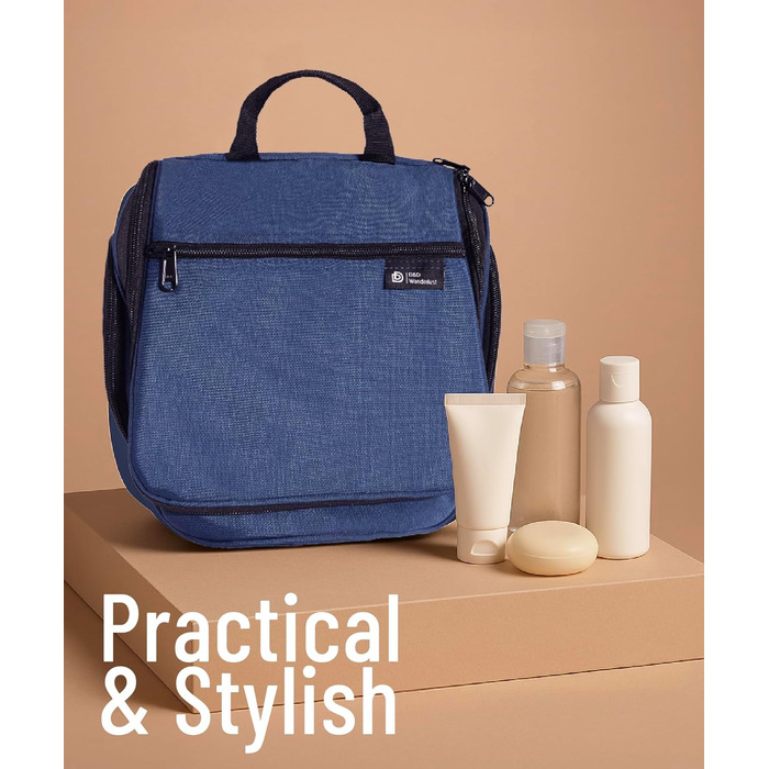 Набір для туалетних аксесуарів D&D – Розкладний органайзер для подорожей з металевим гачком (блакитний)