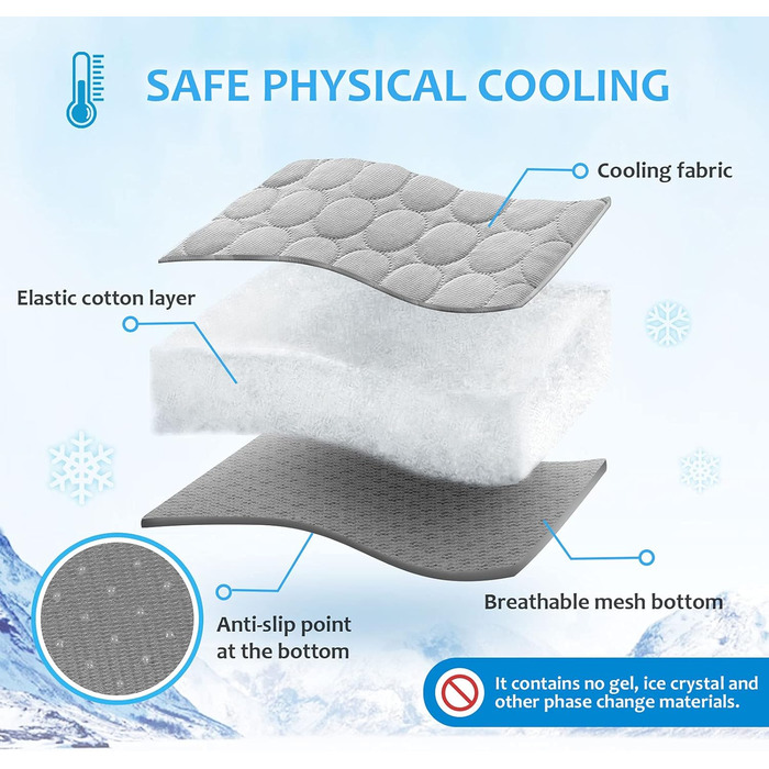 Килимок охолоджуючий для собак NIBESSER, самоохолоджуючий, літо, 100x70 см, сірий