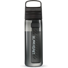 LifeStraw Go Series - BPA-free drinking bottle with water filter for travel and everyday use - removes bacteria, parasites, microplastics, and improves taste (Nordic Noir, 650 ml)