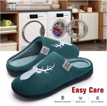 Домашні тапочки WateLves для жінок та чоловіків з піною Memory, бавовна, зелені олені, 38/39 EU