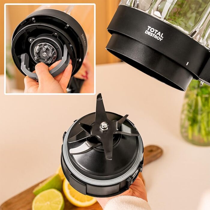 Cecotec Stand Mixer Grand Katana 2700MAX Total Destroy Screen B. Maximum Power 2700W, Digital Display, 8-Blade Knife with Black Titanium Coating, 1.8L Glass Jug Black / Display