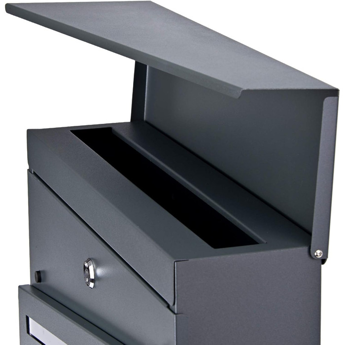 Поштовий ящик Verda з газетницею, нержавіюча сталь, антрацит, 37x37x11 см - сучасний вуличний поштовий ящик з ключем та оглядовим вікном