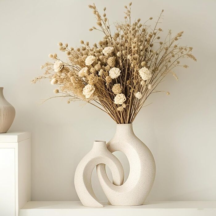 Керамічна ваза SUKIYPO, 2 шт. у наборі, бежева, сучасний дизайн, для дому, офісу, декору інтер'єру