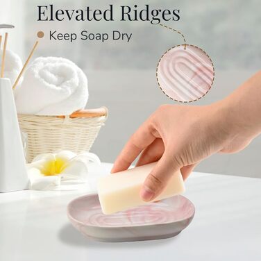 Миска для мила з кераміки, антиковзна, зелена/рожева | Мильниця для ванної, кухні, душу