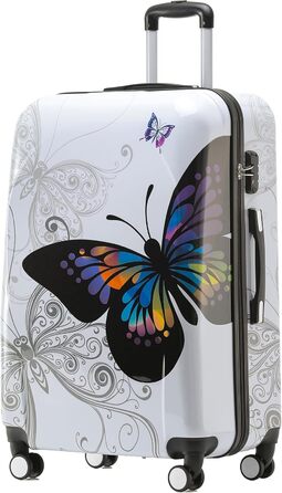 Набір валіз BEIBYE Butterfly 2060 з TSA-замком, 4 штуки: міцні жорсткі валізи на колесах, ручна поклажа та б'юті-кейс (XL-75 см)