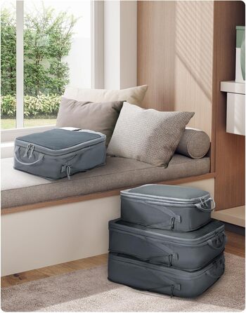 Органайзери для валізи ECOHUB (набір 4 шт.) з мішками для пакування, з тегами, з перероблених матеріалів, для рюкзака та валізи, з міцною сіткою, набір для подорожей