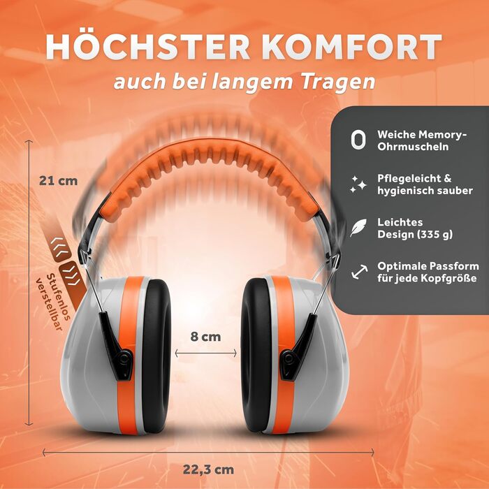 Schallwerk Work+ | Навушники шумозахисні для роботи та повсякденного використання (Помаранчевий)