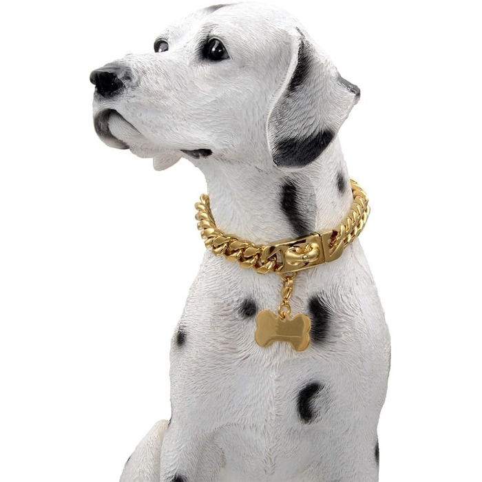 Нашийник для собак Кубинський стиль, нержавіюча сталь, ширина 14 мм, ланцюжок, довжина 26/31/36/41/46/51/56/61 см, золотий, для цуценят, собак маленьких та середніх порід