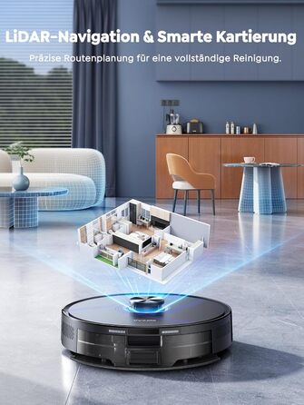 Робот-пилосос Vyzzle з функцією миття 5500 Pa, станція самоочищення 3.5L, для шерсті тварин, твердих підлог та килимів, керування через додаток, голосове керування Alexa та Google Assistant (чорний)