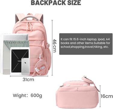 Дитячий рюкзак для школи дівчинки-підлітка, водонепроникний, велика місткість, рожевий