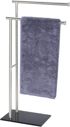 Підставка для рушників WENKO Lima, підлого типу, з полицями, з нержавіючої сталі, 41 x 79 x 20 см, срібно-чорний матовий