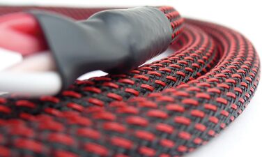 Акустичний кабель Dynavox Perfect Sound High-End з банановими роз'ємами, гнучкий, чорний/червоний, 2 x 5 м