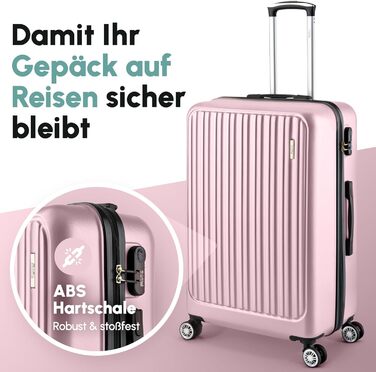 Валіза Hartschalenkoffer Easy Move - ергономічна, безпечна, рожева, 74 см, з коліщатками 360° та кодовим замком