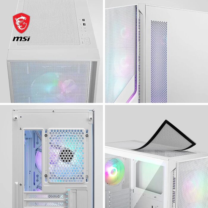 Корпус ПК MSI MAG Forge 320R Airflow White - Mid-Tower, ATX, підтримка RTX 40 GPU, ARGB вентилятори, магнітні фільтри, загартоване скло