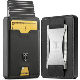 TRAVANDO SWYPE Aluminum Slim Wallet - Carbon Wallet for Men Small with RFID Protection - Small Mini Wallet for Men with Money Clip - Card Holder with Money Band (Money Band, XL Black)