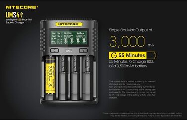 Зарядний пристрій Nitecore UMS4 3000mA USB – універсальний, чорний, для дорослих