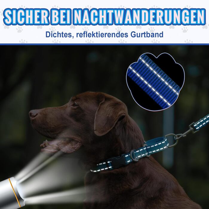 Нашийник для собак Martingale, світловідбиваючий, з зупиняючою функцією, для великих, середніх та маленьких собак, нейлон, блакитний, розмір L