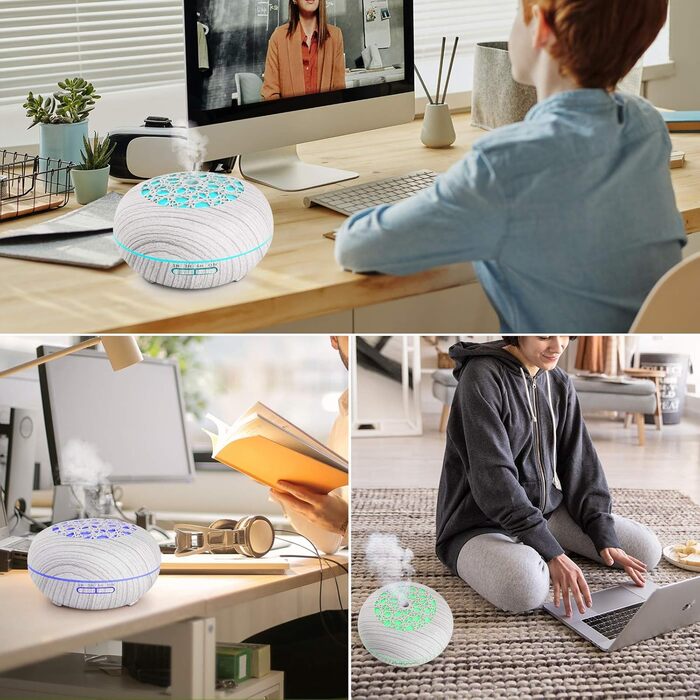 Аромадифузор WD&CD 550 мл з пультом керування, ультразвуковий зволожувач повітря, дифузор для ефірних олій, 7 кольорів LED, автоматичне відключення, білий