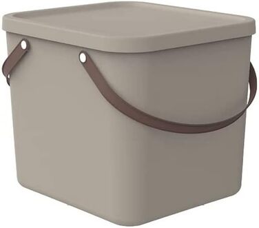 Rotho Albula Storage Box 40l with Lid, Plastic (Recycled PP), Green, 40l (40.0 x 40.0 x 34.0 cm) (Cappuccino)