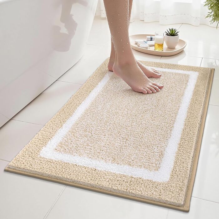 Килимок для ванної кімнати SHACOS: неслизький, м'який, швидковисихаючий, 50x80 см, бежевий