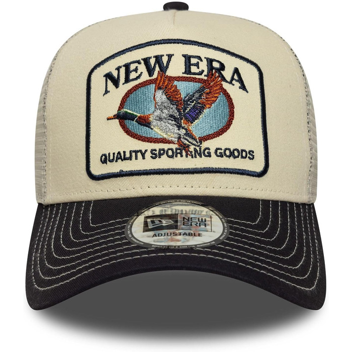 Кепка бейсболка New Era A-Frame Trucker Olive/White - регульована, з нашивкою, універсальний розмір