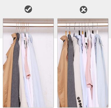 SONGMICS Clothes Hangers, 30-Piece Set, Plastic Hangers, Non-Slip, Space-Saving, 0.5 cm Thick, 42 cm Long, 360° Swivel Hook in Rose Gold, Light Gray-Dark Gray CRP020G01