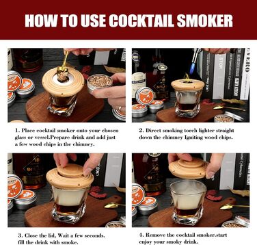 Dad Gift Christmas, Cocktail Smoker Kit, Whiskey Stones, Torch Lighter, Old Fashioned Whiskey Smoker Drinks Kit, Cocktail Accessories for Drinks, Bourbon-Walnut (Butane Not Included) (Beech Torch)