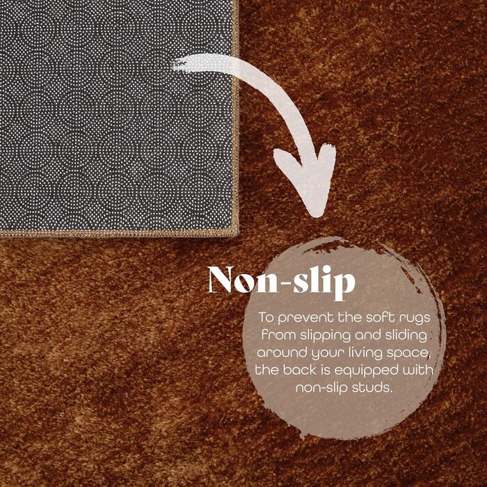 Килимок для вітальні TT Home з коротким ворсом, антиковзаюча підкладка, однотонний, сучасний, можна прати, темно-помаранчевий, 80 см (круглий)