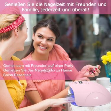 LED UV лампа для нігтів NAILGIRLS 150W з таймером, датчиком та LCD дисплеєм. Підходить для гель-лаку, пальців та нігтів. Рожевий колір.