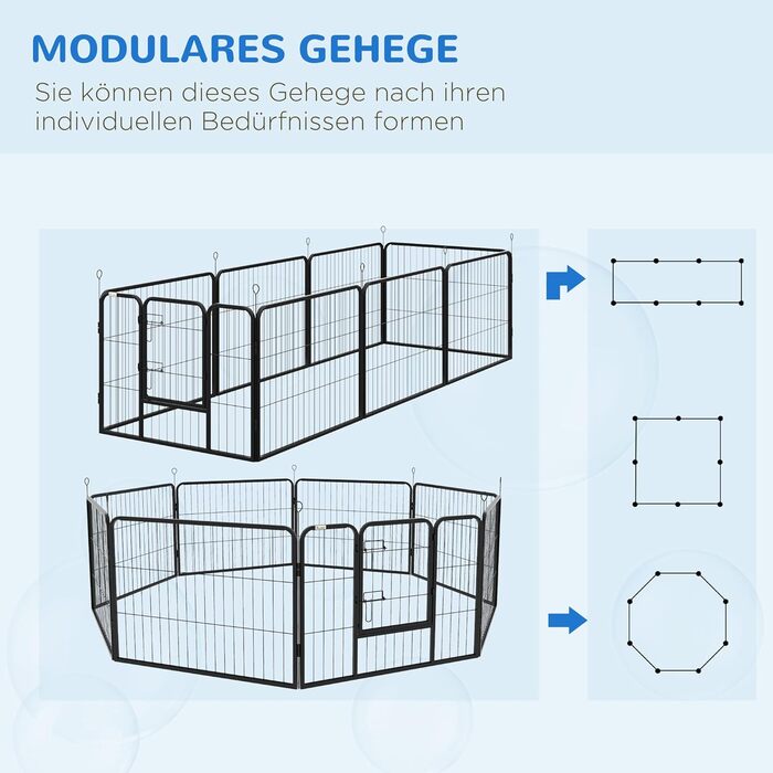 Клітка-манеж для цуценят PawHut 80x60 см з 8 панелей, дверцятами та фіксацією для землі