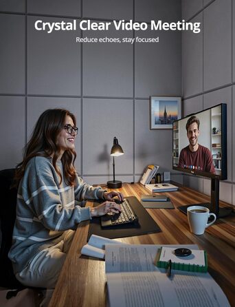 Акустичні панелі для звукоізоляції стін прямокутні, шумопоглищаючі панелі високої щільності з самоклейкою, білі (30x40x0.9 см, 12 шт)