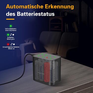 8 x Акумулятори Li-Ion AA з зарядним пристроєм, 1.5V, 2500 mAh, перезаряджувані, білі (чорні)