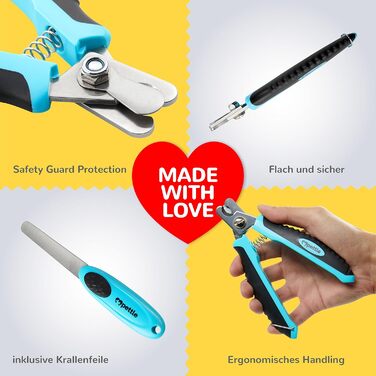 Професійний триммер для собак, котів та дрібних тварин Krallenschere: безпечні леза з нержавіючої сталі, щипці для стрижки, пилка та E-Book з догляду за кігтями