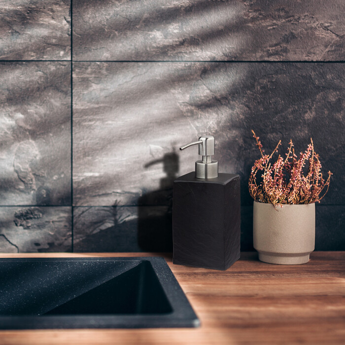 Relaxdays Soap Dispenser, Stone-Look, Square
