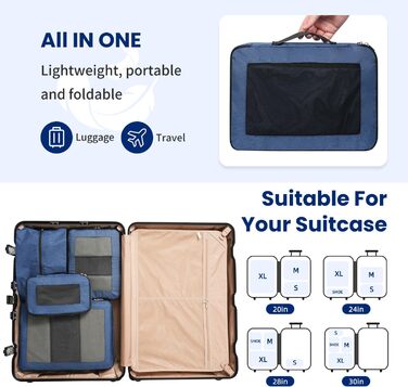 Набір кубиків-органайзерів для подорожей Prezon (4 шт., блакитно-зелений)