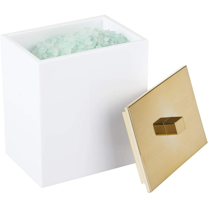 Набір ватних дисків та контейнер для ватних паличок mDesign - сучасне скло для зберігання з кришкою, аксесуар для ванної кімнати, пластик, прозорий/рожеве золото