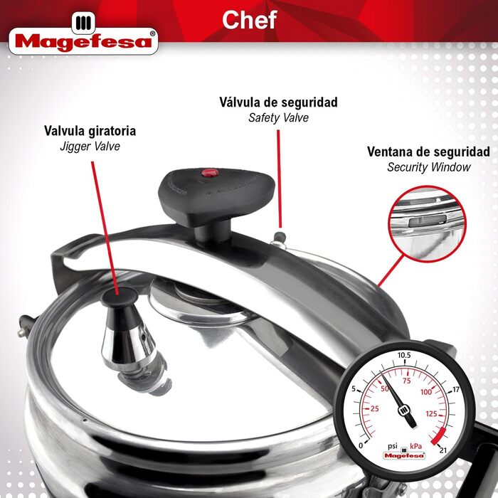 Скороварка MAGEFESA Chef 15 л, алюміній/нержавійка, 33 см, срібляста