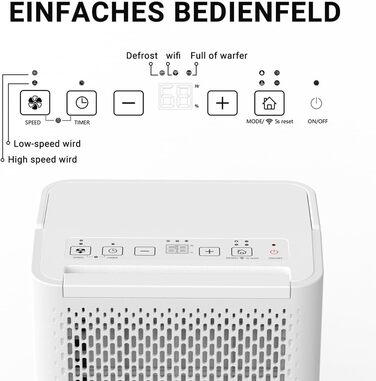 Зволожувач повітря Pasapair 12L - автоматичний осушувач для дому до 120 м³ з таймером, 3 режими, цифровий дисплей, шланг, захист від вологи та плісняви