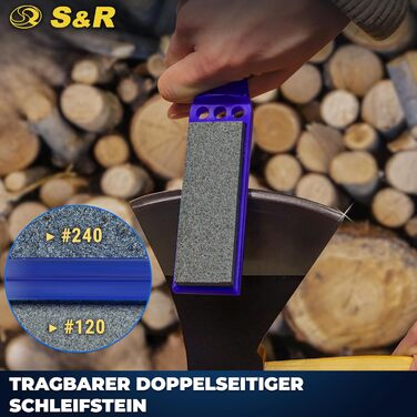 Набір для заточування ножів Schleifstein S&R: двосторонній шліфувальний камінь 1000/4000, допомога для заточування 120/240, точило для ножів та брусок для заточування