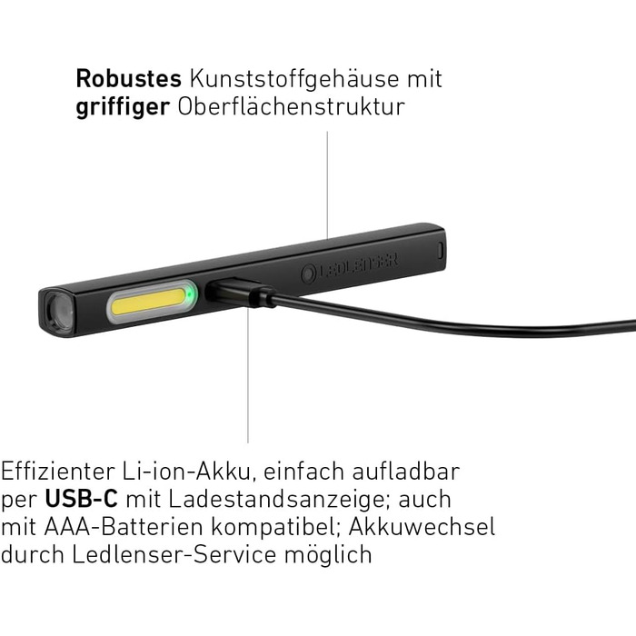 Ledlenser W2R Work - акумуляторний світлодіодний ліхтар для майстерні, 220 люмен, робоча лампа для СТО, акумулятор до 7 годин