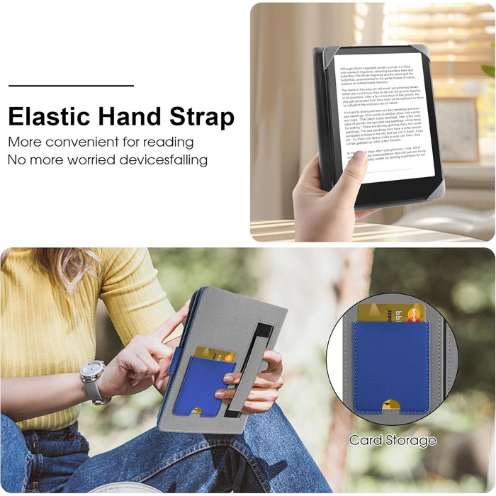 Чохол для електронного читача 6-7 дюймів: Pocketbook, Tolino, Sony, Kindle, Kobo. Захисний чохол з екошкіри, зелений (блакитний)