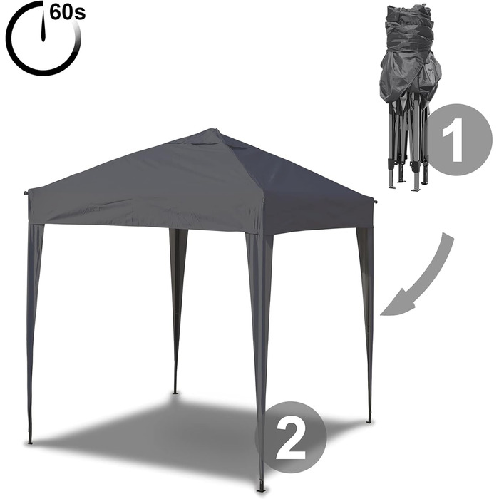 3x3 Pavilion WATERPROOF, Waterproof Folding Pavilion, Party Tent Quick Setup Garden Pavilion Pop Up Tent Sun Protection Steel Frame (Gray, 3x3 m without side walls)