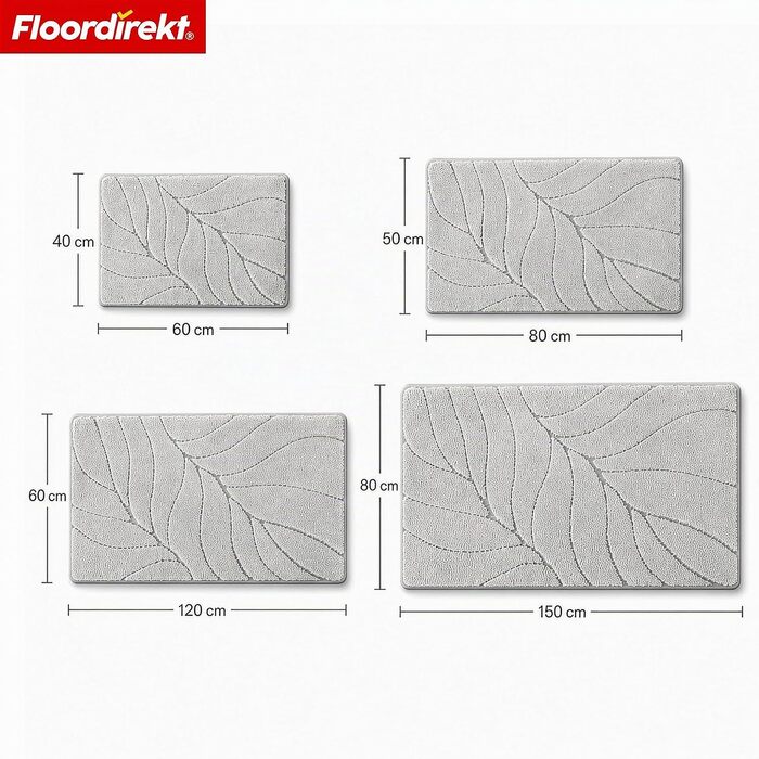 М'який килимок для ванної кімнати Floordirekt Maris, швидкосохнучий з антиковзаючим покриттям, сріблястий, 60 x 120 см
