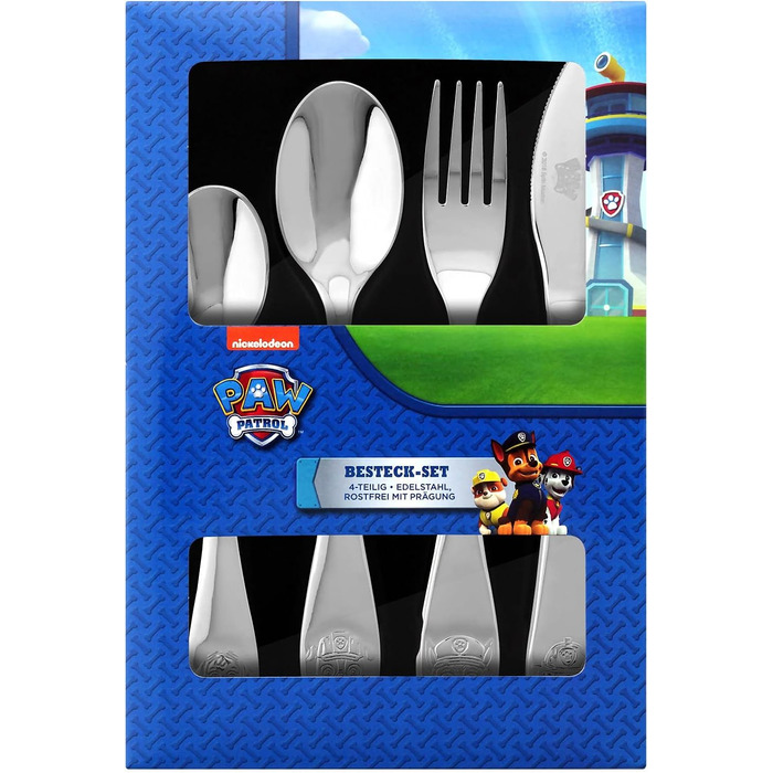 Дитячий набір столових приборів Paw Patrol, нержавіюча сталь, 4 шт.