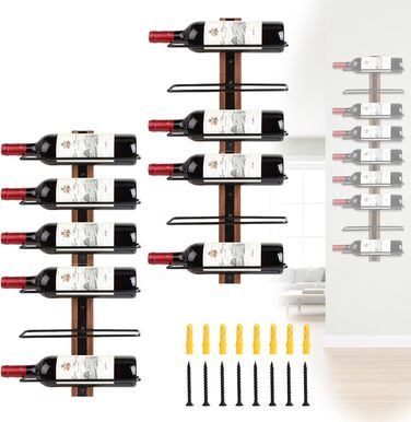 Настінна полиця для вина DBREAKS на 9/12 пляшок, дерев'яний тримач, органайзер для винної кімнати, бару, вітальні