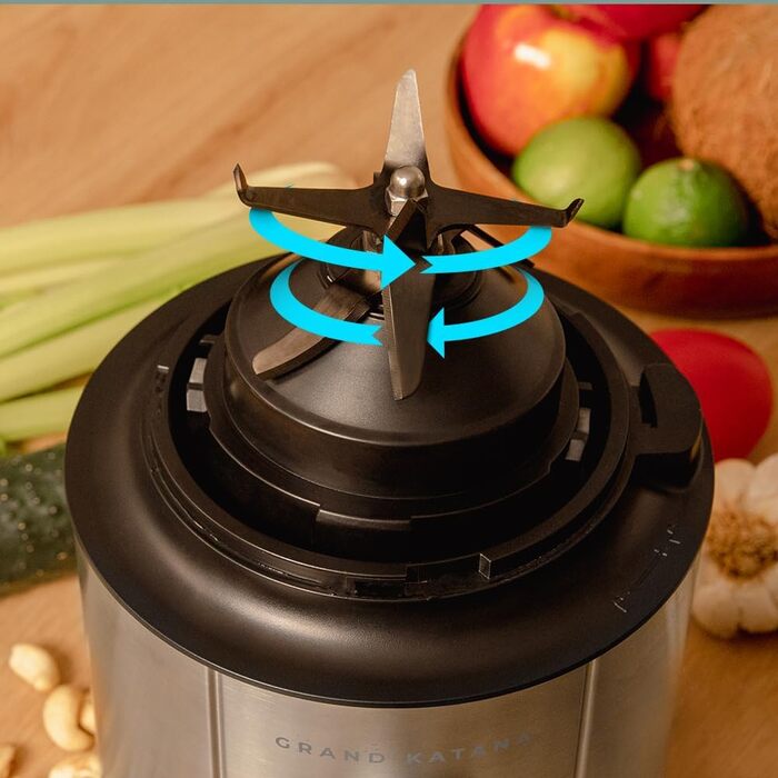 Cecotec Stand Mixer Grand Katana 2700MAX Total Destroy Screen B. Maximum Power 2700W, Digital Display, 8-Blade Knife with Black Titanium Coating, 1.8L Glass Jug