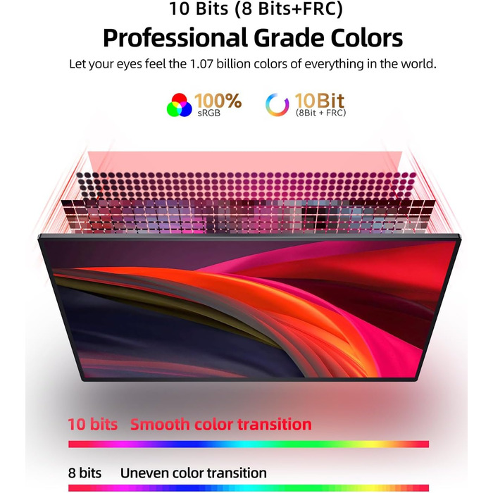 Монітор UPERFECT 2K 144Hz 16 дюймів: Портативний дисплей QLED з Mini HDMI та USB-C для ПК, ноутбука, телефону, Xbo, Switch, PS4/5 (VESA)