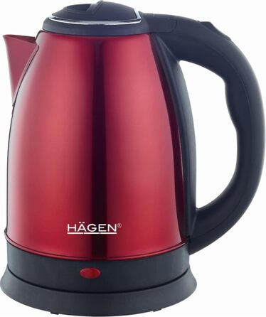 Електричний бездротовий чайник Hagen HA5525-RED червоного кольору, 1.8L з нержавіючої сталі